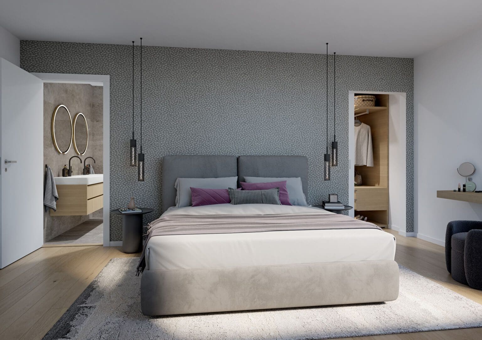 3D Render Bedroom Modern Interior Design