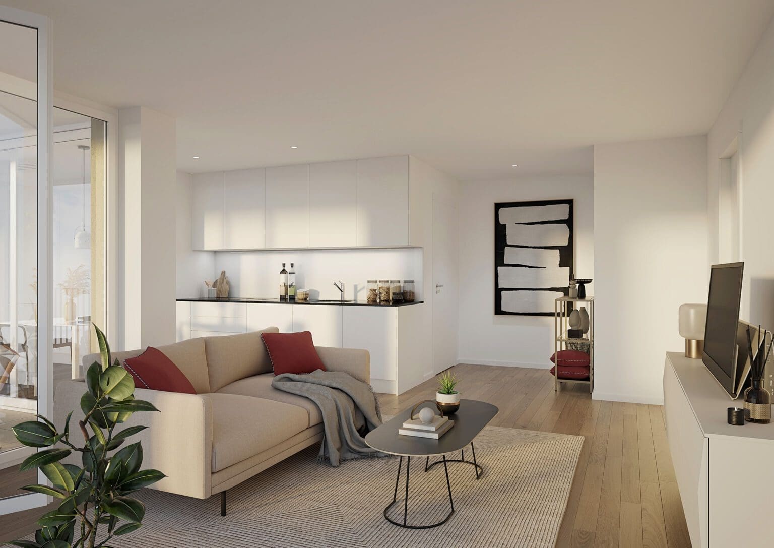 Moderne Inneneinrichtung Wohnzimmer 3D Visualisierung