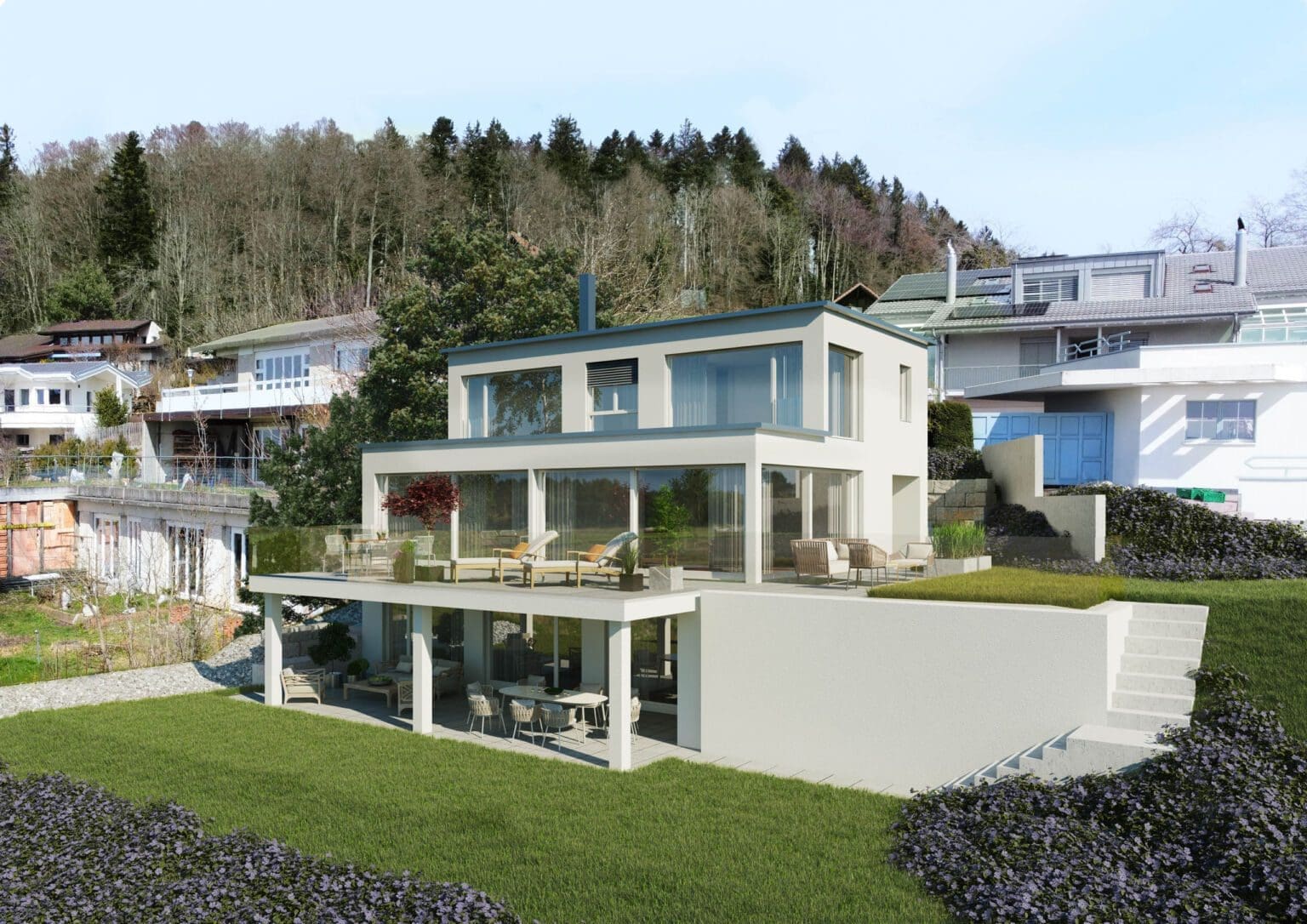 Neubau EFH Haus fotorealistische Architektur Visualisierung von Stomeo