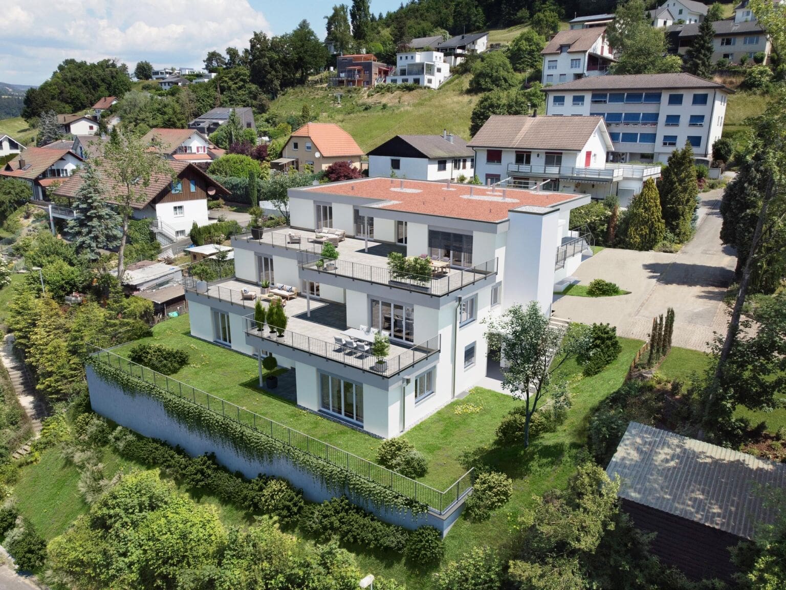 Terrassenhaus Luftbild Visualisierung